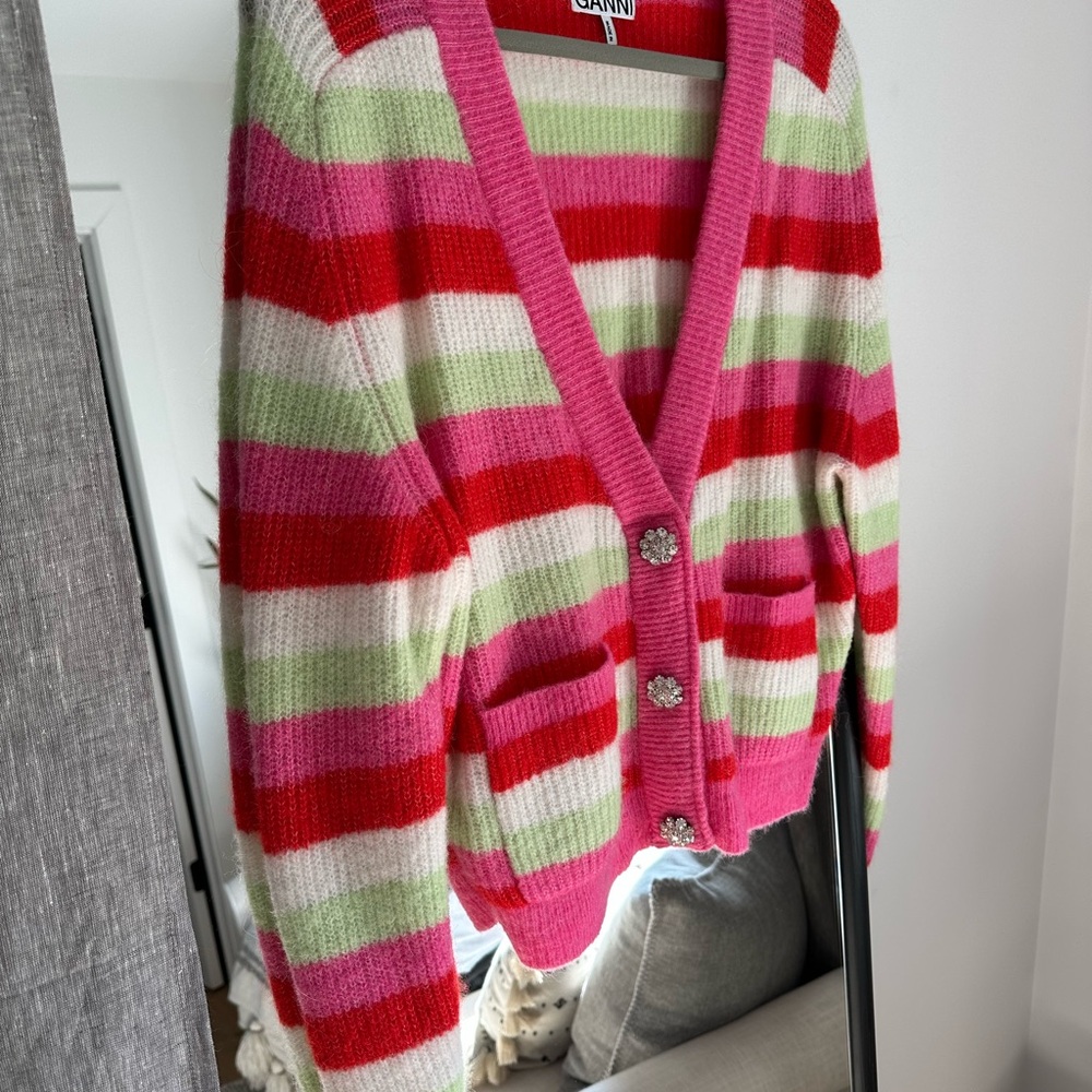 Colorful Ganni Striped Cardigan Sweater
